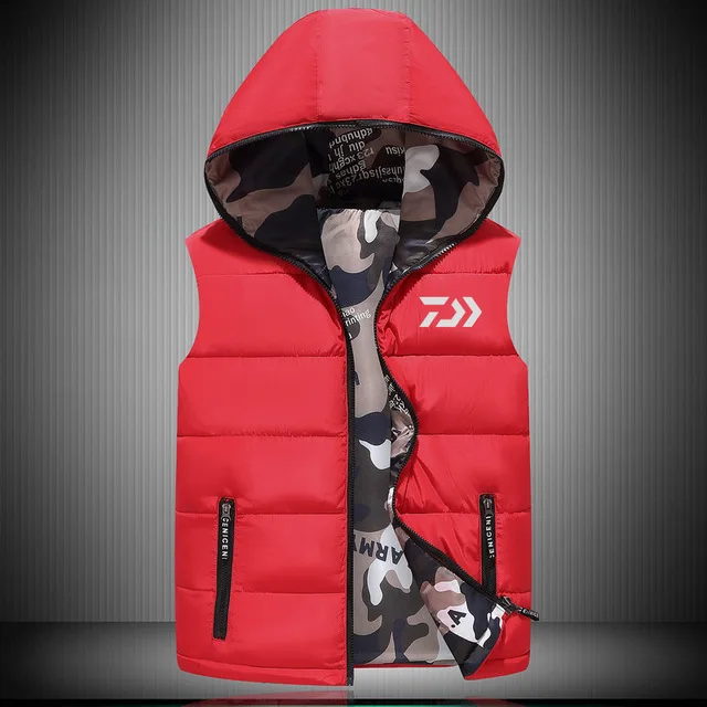 Новая мужская зимняя спортивная одежда для рыбалки Daiwa, теплое пальто с капюшоном, рыболовная рубашка большого размера без рукавов, походная одежда