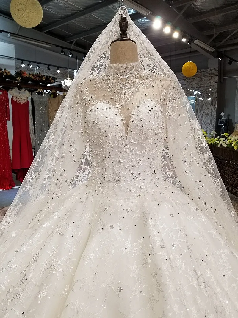 LS78000 свадебное платье с рукавамиРоскошные Дубай Большие размеры торжественное платье Длинные see-через рукав бальный наряд высокого