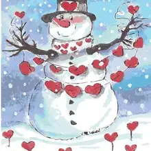 21131 с милым снеговиком-краска комплекты номеров для взрослых DIY