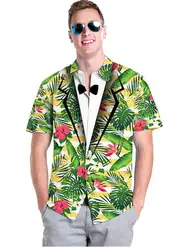 Красочный Цветочный Пляж Гавайский Для мужчин платье рубашка короткий рукав рубашка с принтом Для мужчин; Повседневная рубашка летние