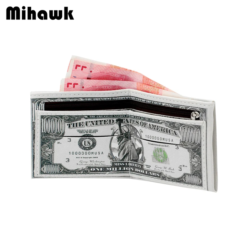 

Mihawk New Creative Money Printing Pattern Wallet Dollar Sterling Euro Ruble Shape Buckle PU Leather Coin Zip Purse Accessories