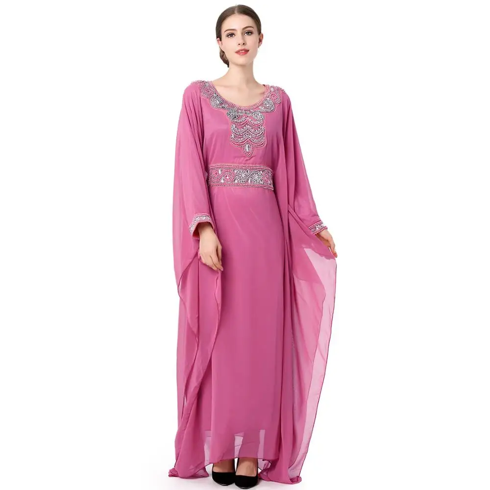 pink abaya for summer, abaya style, embroidered abaya, butterfly abaya, caftan abaya