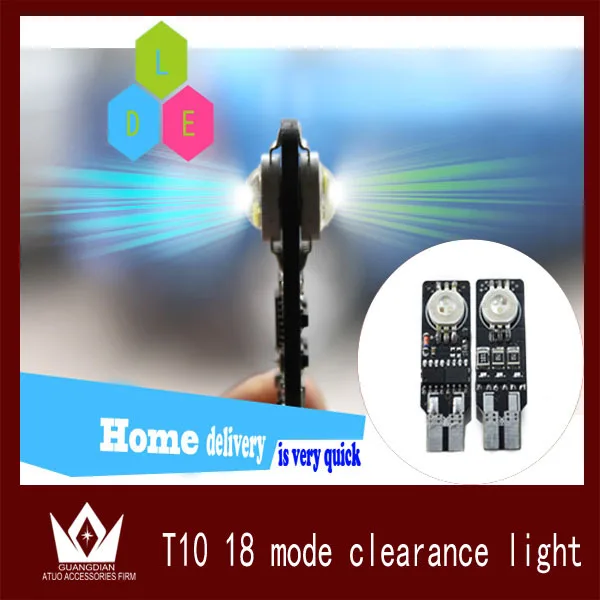 

cheetah Free shipping 2X RGB Changeable Colors 18 Mode T10 W5W 192 168 921 LED Width Lamp signal car wedge light bulb car light