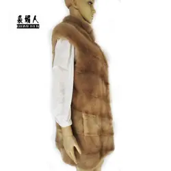 Qiumeiren Новинка 2017 года натуральным норки Мех животных куртка жилет роскошный Высокое качество Для женщин зимний меховой капюшон женский