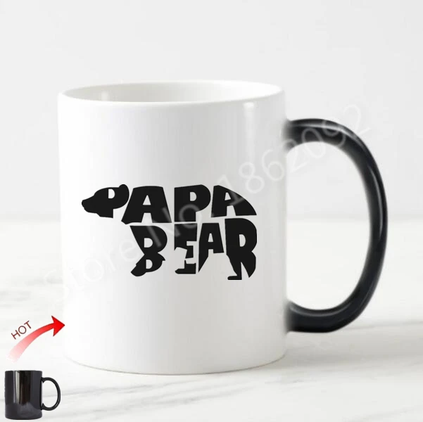 

Funny Papa Bear Magic Mug Novelty Dad Daddy Coffee Mugs Tea Beer Cup Father Cool Father's Day Gift Ceramic Color Change 11oz