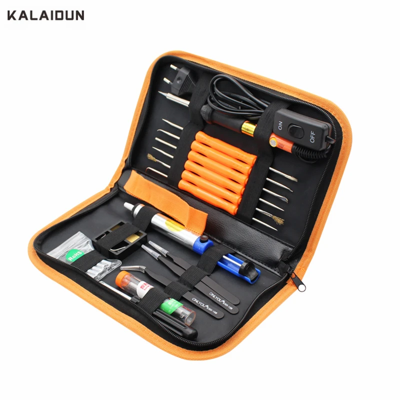 

KALAIDUN Soldering Iron Kit EU 220V 60W Adjustable Temperature Soldering tips Screwdriver Tweezers solder Welding Repair Tools