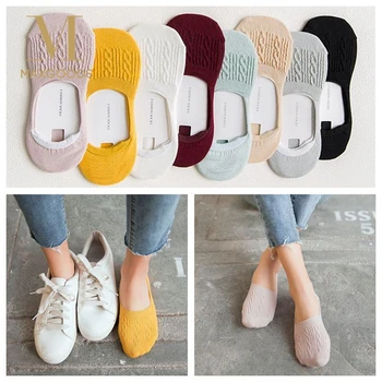 

Hot Sale 1 Pair Candy Color Invisible Non-slip Low Cut Socks Fashion Women Casual Cotton Breathable Ankle Boat Socks