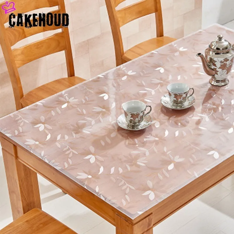  CAKEHOUD Modern PVC Transparent Waterproof Tablecloth Kitchen Table Cover Waterproof Soft Glass Pat