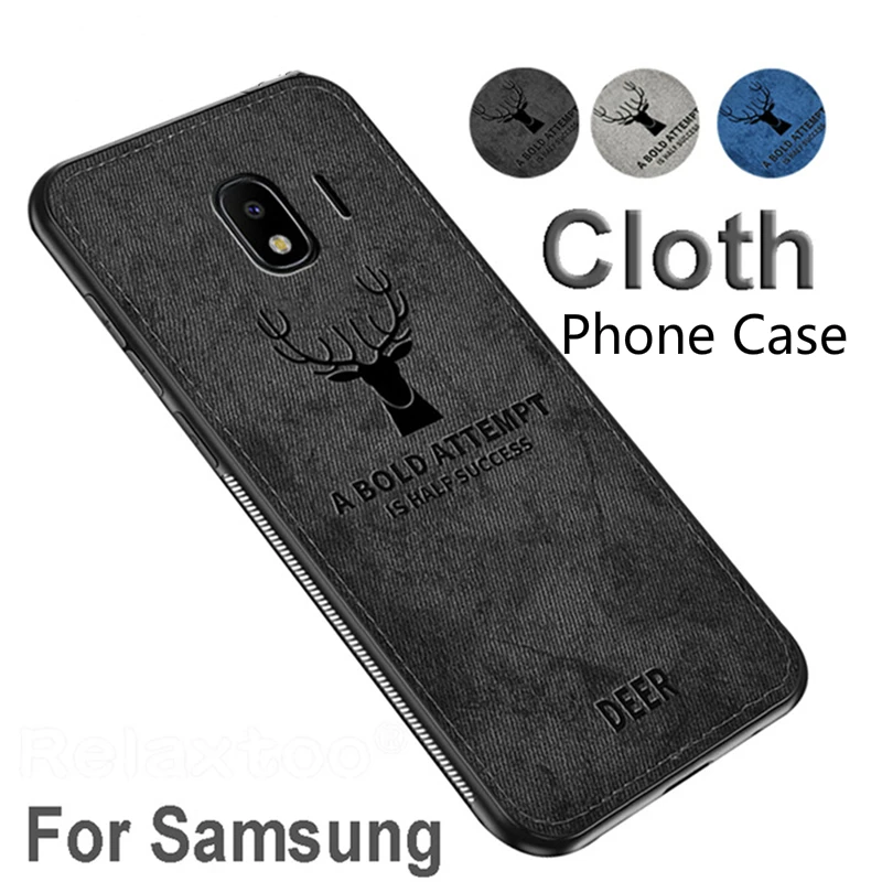 

BROEYOUE Fabric Cloth Texture Case For Samsung Galaxy J4 J6 EU A6 Plus 2018 Note 8 9 J3 J5 J7 2017 Soft TPU Back Phone Covers