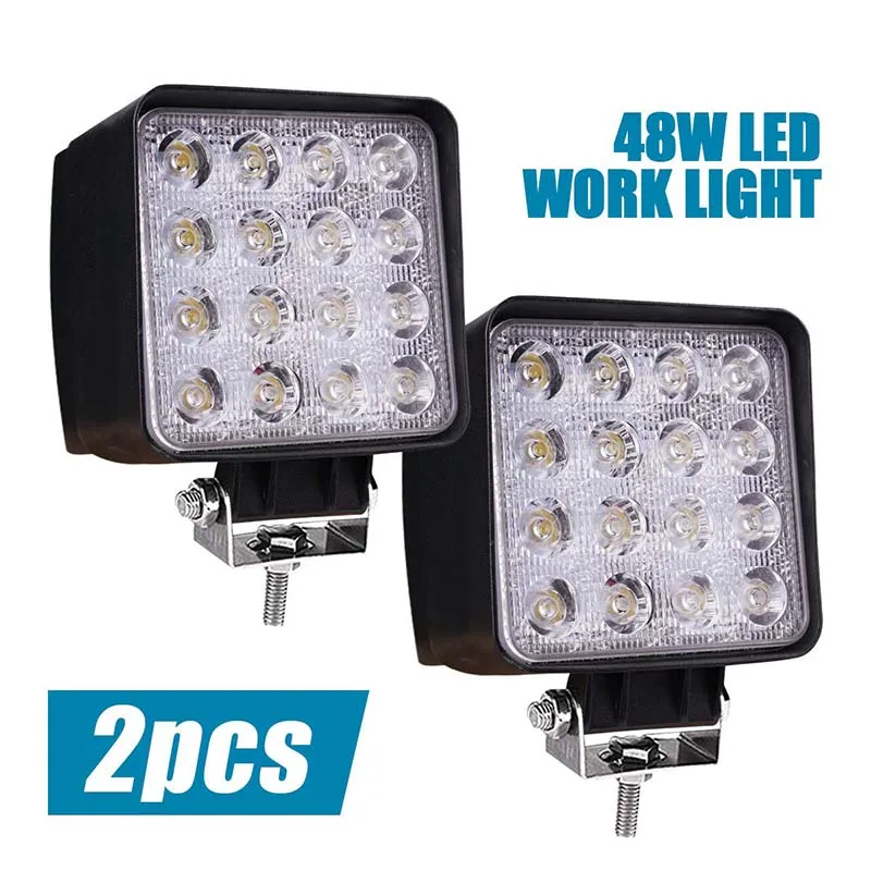 2X 3/" 16W Square LED Work Light Flood offroad Driving Fog Lamp Cube Pods ATV 4WD