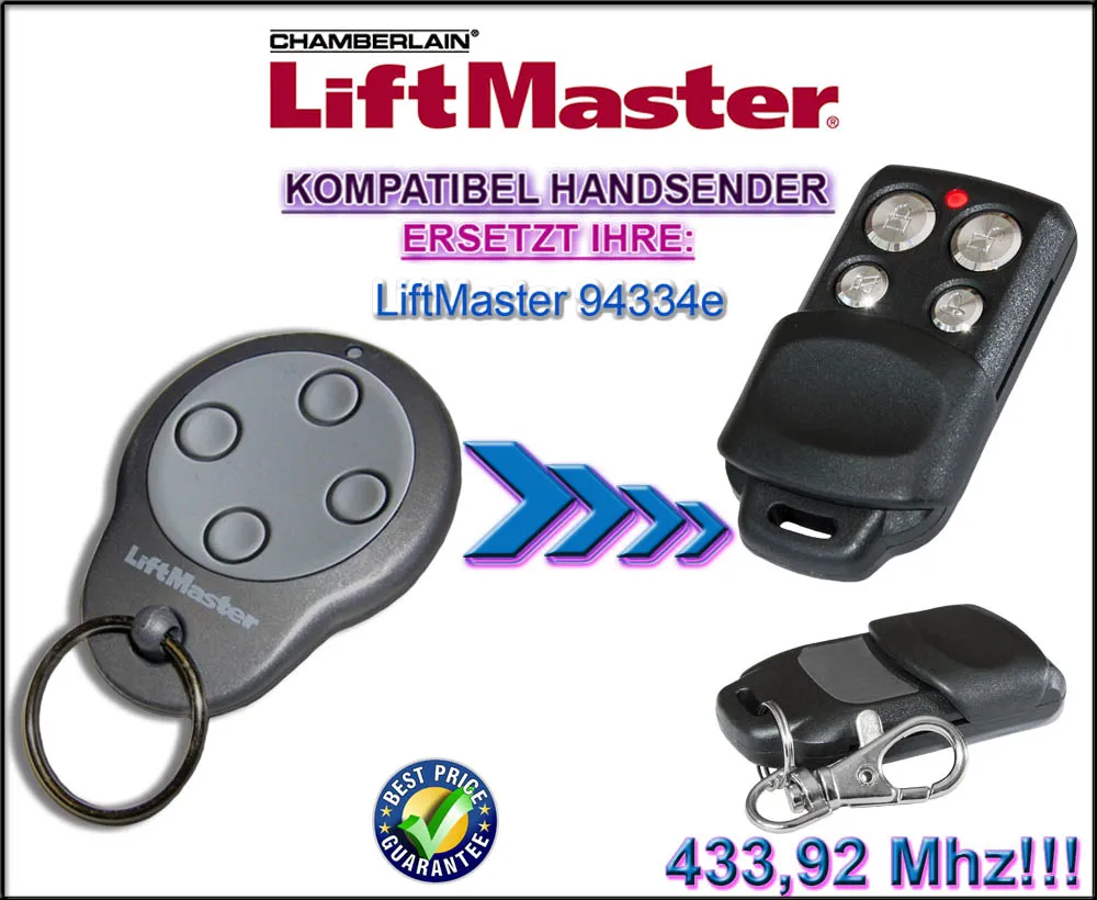 

For MotorLift 94334e Compatible Replacement Garage Door Remote Control Rolling Code 433MHZ