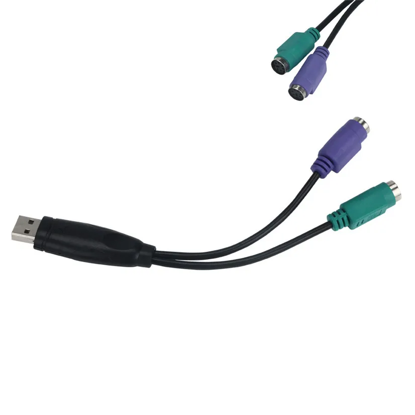 New USB To PS/2 Cable Adapter Convert for Keyboard Mouse