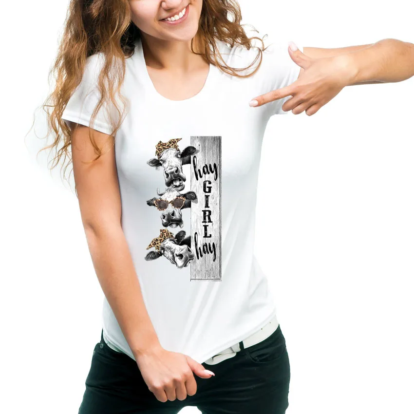 

2019 New Fashion Brand T-Shirt Women Hay Girl Hay Cow / Goat Printed Tee Shirt Femme Funny Tshirts Korean Clothes Tumblr
