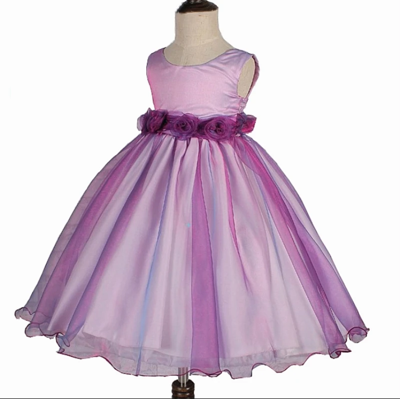 Glamour Factory Wholesale Purple Flower Girl Dresses Organza Party Prom