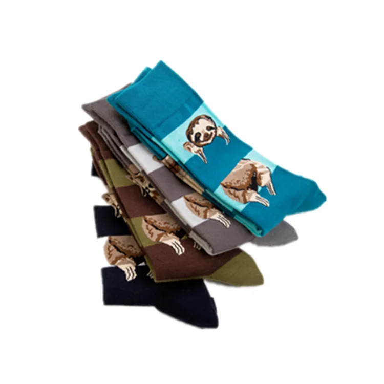 Персональные модные носки в полоску с принтом животных из мультфильмов; мужские носки высокого качества из дышащего хлопка; зимние носки