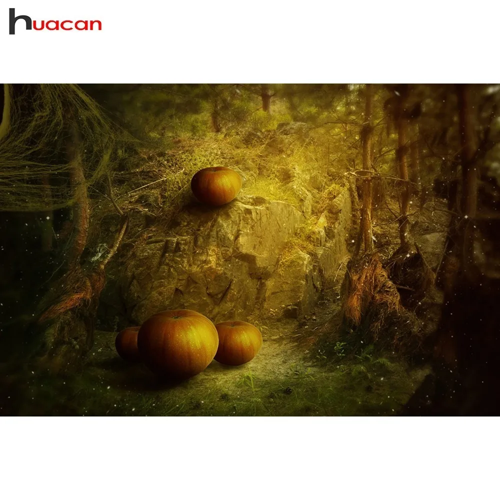 

Huacan Diamond Painting Halloween Night Full Square Diamond Embroidery Pumpkin Cross Stitch Rhinestone Diamond Mosaic Kits