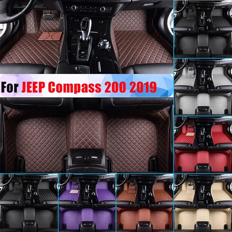 

Waterproof Car Floor Mats For JEEP Compass 200 2019 All Season Car Carpet Artificial Leather Full Surrounded All Weather