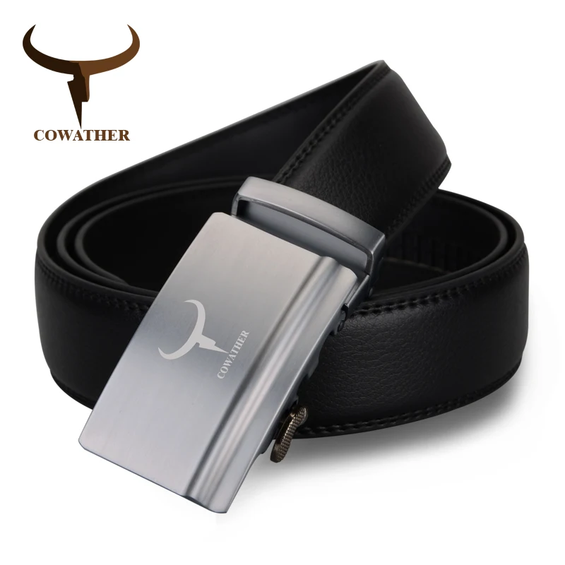 

COWATHER Hot sale fashion 100% cow genuine leather men belt luxury high quality automatic buckle belts for men free shipping