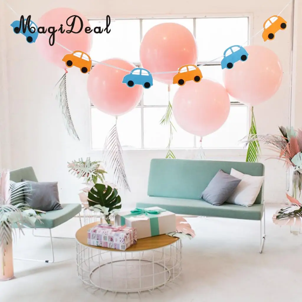 Lovely Automobile Design Bunting Banner Garland Kids Birthday Party Baby Shower Hanging Decorations Photo Prop