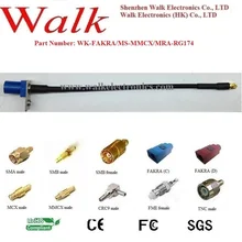 ВЧ-кабель: крепление на панель FAKRA мужской прямой(код C) MMCX Мужской Угловой с кабель RG174