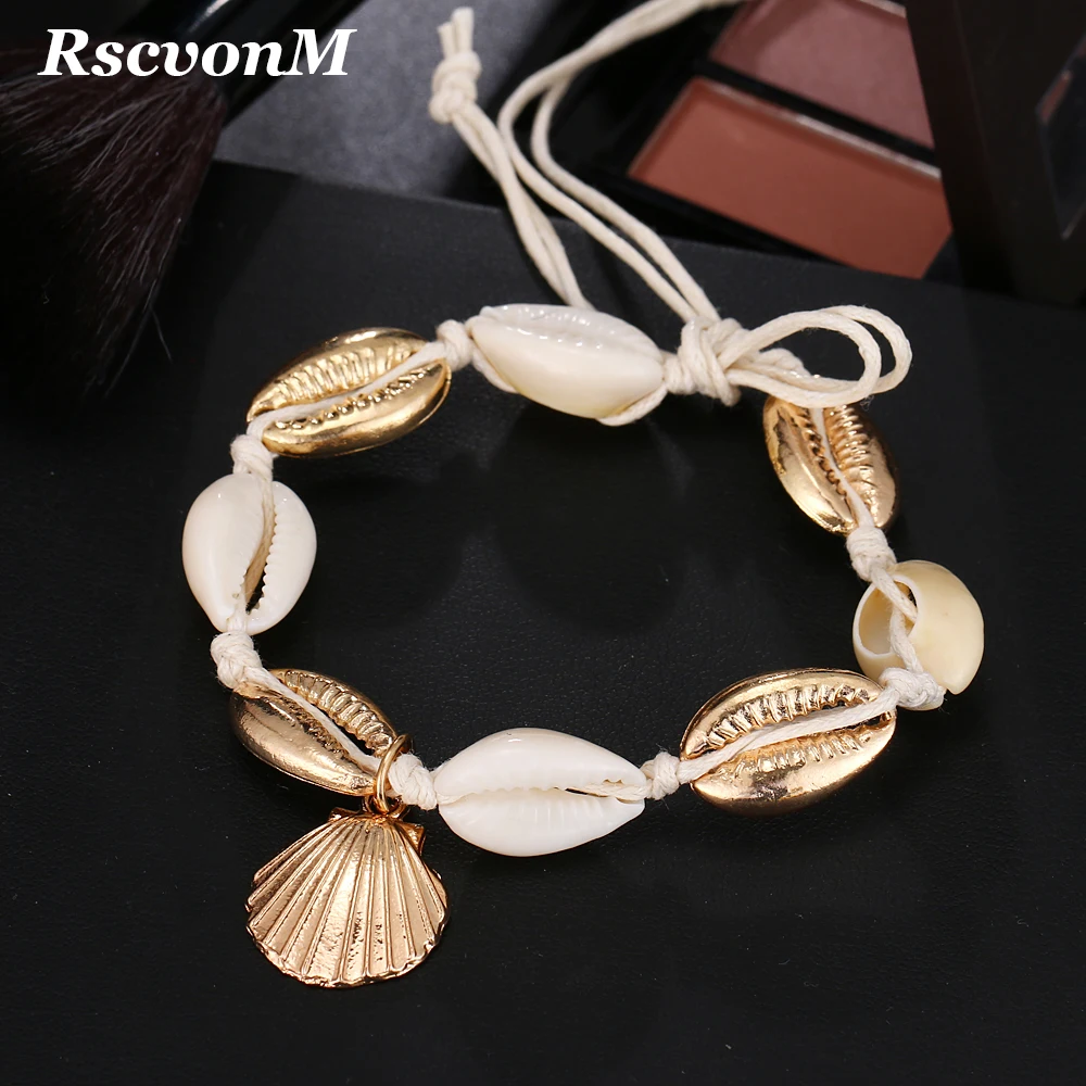 

Cowrie Leather Puka Shell Vintage Anklets Bracelets for Women Wood Beaded Yoga Charms Leg Anklet Girl Jewelry Dropshipping