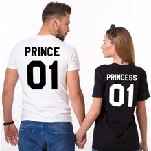 Пара принца 01 футболка принцесса 01 футболка с буквенным принтом для женщин и мужчин хипстерская модная футболка Повседневная/детская футболка для влюбленных