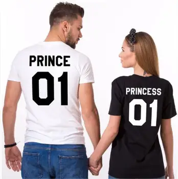 

Couple Prince 01 T Shirt Princess 01 Letter Print T-Shirt Women Men Hipster Fashion Tshirt Casual /Child T Shirt For Lover 2018