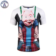 Mr 1991INC Brand 3D T shirt Funny Design Hip Hop T shirt Print Pig Head Camiseta