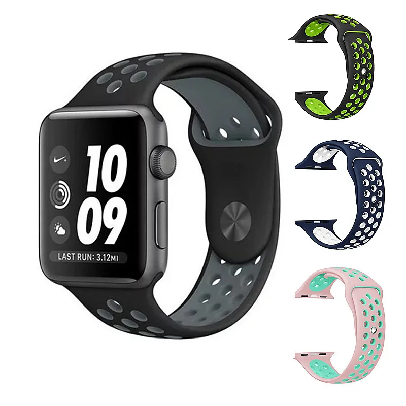 ONEVAN Цветной силиконовый ремешок для наручных часов Apple Watch, версии 4/3/2 44 мм, 42 мм, 40 мм, 38 мм, спортивный браслет, ремешок для iwatchBand
