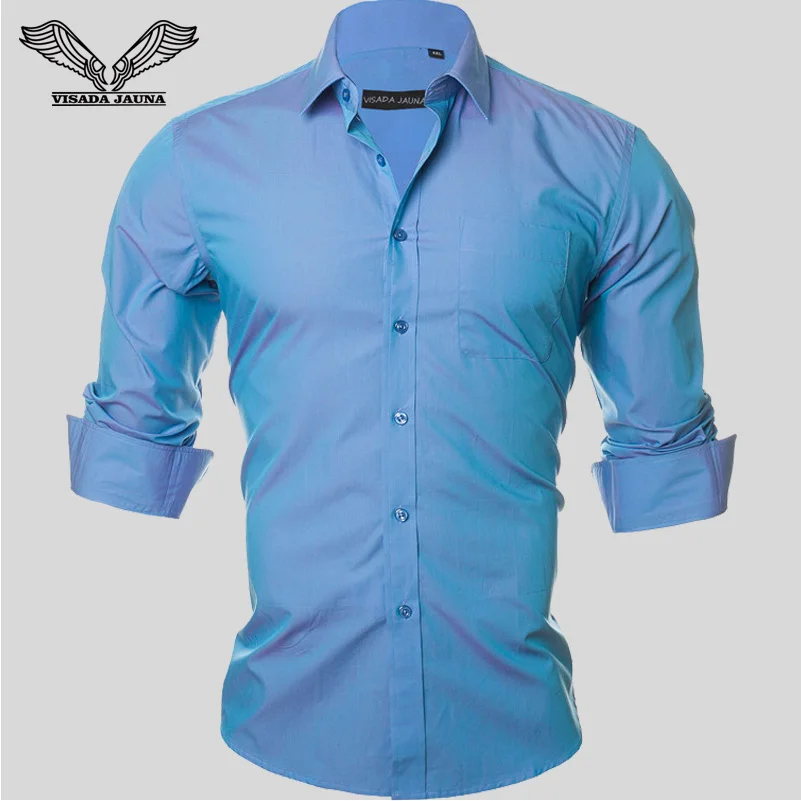 

VISADA JAUNA Men Shirts 2017 New Solid Color Business Dress Shirt Casual Brand Clothing Camisa Social Macsulina Mens Shirts N350