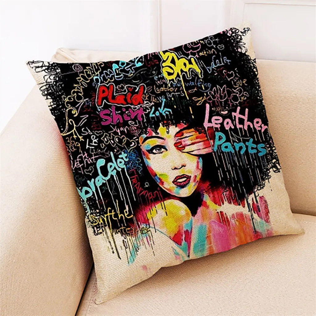 

2019 New Home Decor Cushion Cover African Women Pillowcase Throw Pillow Covers High Quality 45*45cm Household Cushion Blanket