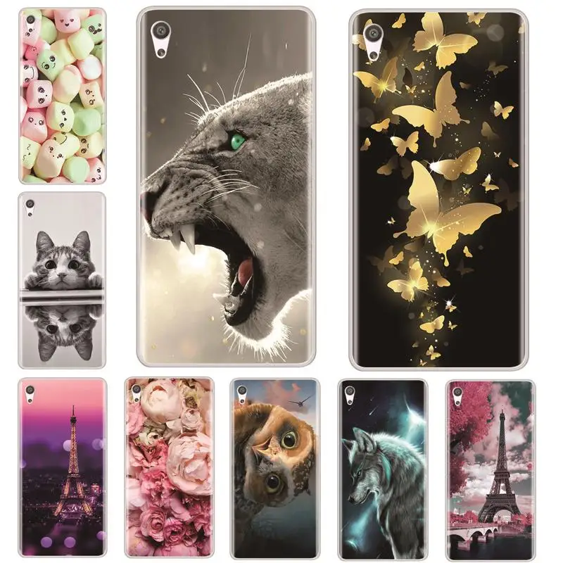 

Phone Case For Sony Xperia XA XA1 Ultra Plus Soft Silicone TPU Fashion Flower Painted Back Cover For Sony Xperia XZ Premium Case