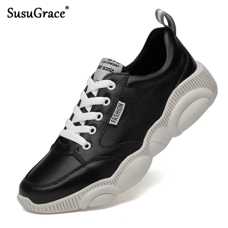 

susuGrace Luxury Brand Genuine leather shoes gym shoes leather sneakers comfortable breathable Quality designer summer shoes