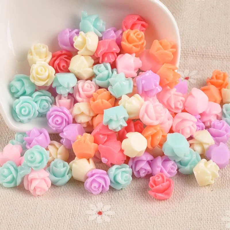 

50PCS Rose Flower Pattern flatback Resin Cabochons Scrapbook Craft DIY Embellishments 9x10mm decor Headwear accessories cp1970