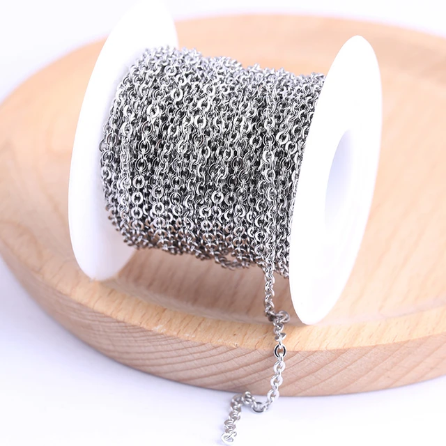 10Meters Stainless Steel Chain Roll O Shape Link Cable Cross Chains for Bracelet  Necklace DIY Jewelry