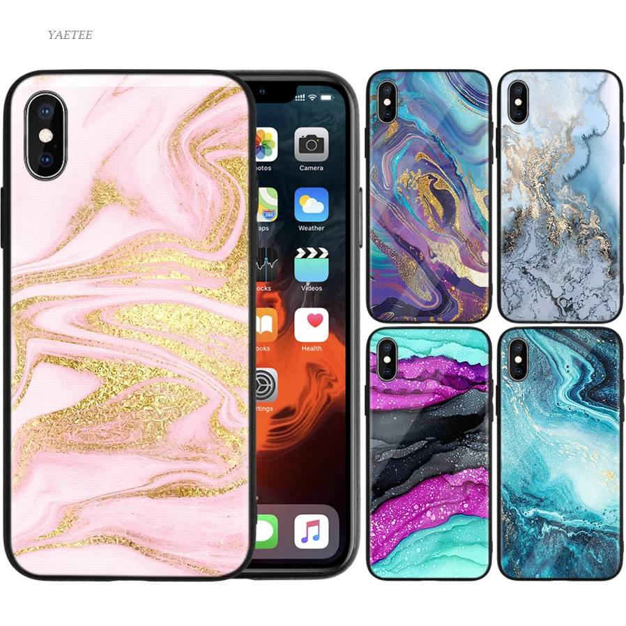 

Luxury Marble Pattern Case For iPhone X 7 6 6S 8 Plus Tempered Glass Case For iPhone 11 11Pro XS MAX XR Anti-knock Back Cover