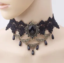 Exaggerate Elegant Temperament Bud Silk Collar Fashion Black Lace Choker necklace European and American Fashion necklace Jewelry european lace choker necklace set