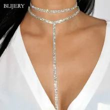 BLIJERY Bling двойной слой кристаллов Длинная кисточка из горного хрусталя колье ожерелье для женщин эффектные вечерние ювелирные изделия Воротник Чокеры