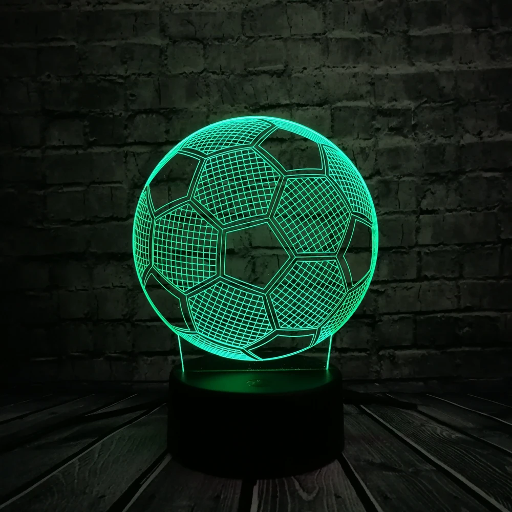 Спортивный футбол в форме футбола светодиодный 3D лампа сенсорный Дистанционный датчик ночник многоцветный подарок дизайн спальни для мальчиков детская игрушка
