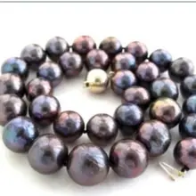 18 дюймов огромный редкий 9-10 мм натуральный пресноводный черный красный синее жемчужное ожерелье