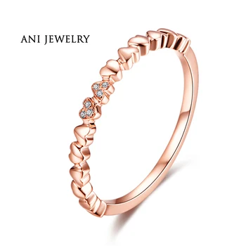 

ANI 18K White/Yellow/Rose Gold (AU750) Women Wedding Band 0.06CT Certified I/SI Round Cut Real Natural Diamond Engagement Rings