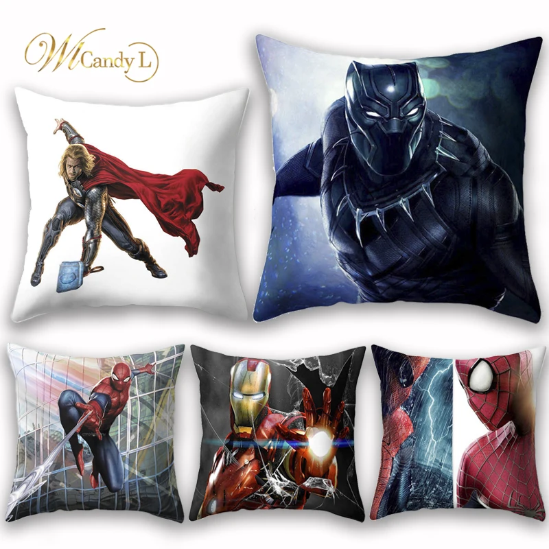 

WL Candy L Cartoon Super Hero Marvel Heroes Cushion Covers The Avengers Spider-Man Iron Man Home Decoration Throw Pillow Covers
