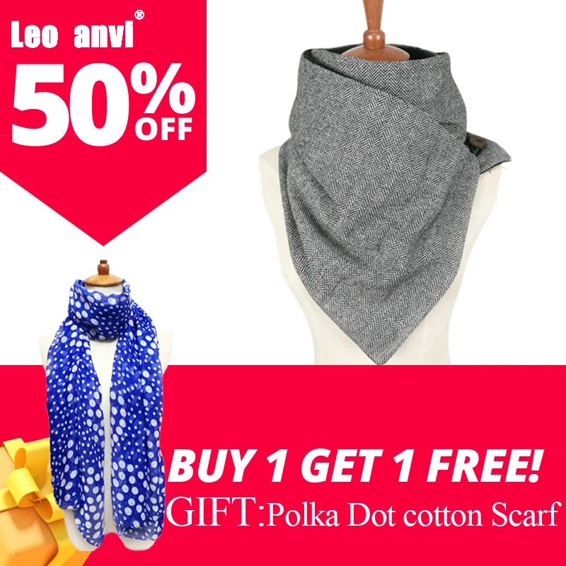 Leo anvi bufanda de algodón lana para hombre y mujer, pañuelo con diseño de espiga, Infinity, hecho a mano, con botones, para invierno, compra 1 y obtén 1 gratis|Bufandas de