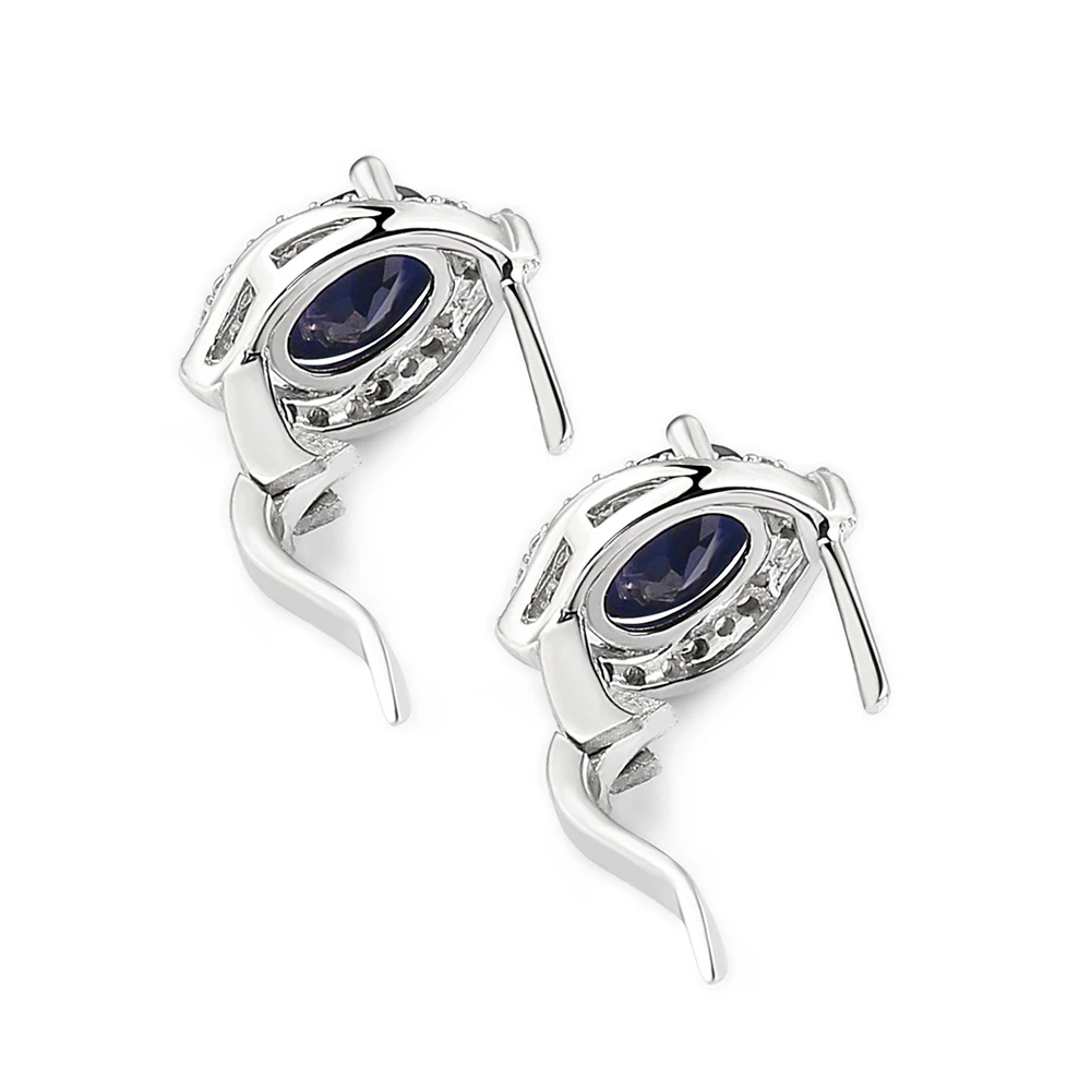 Gem's Ballet 3.15Ct Natural Sapphire Topaz Gemstone Vintage Stud Earrings 925 Sterling Silver For Women Wedding Fine Jewelry