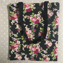 YILE тонкий хлопок холст Экологичная для шоппинга с ручкой через плечо сумка с принтом(розы); активного образа жизни, с цветочным рисунком; Цвет Черный База L302