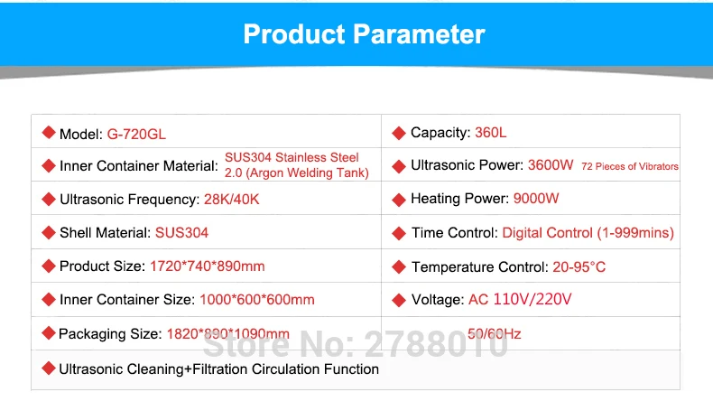 360L промышленная ультразвуковая Очистительная Машина функция фильтрации цикла цифровой контроль Ultransoic очиститель аппаратных средств чистая G-720GL
