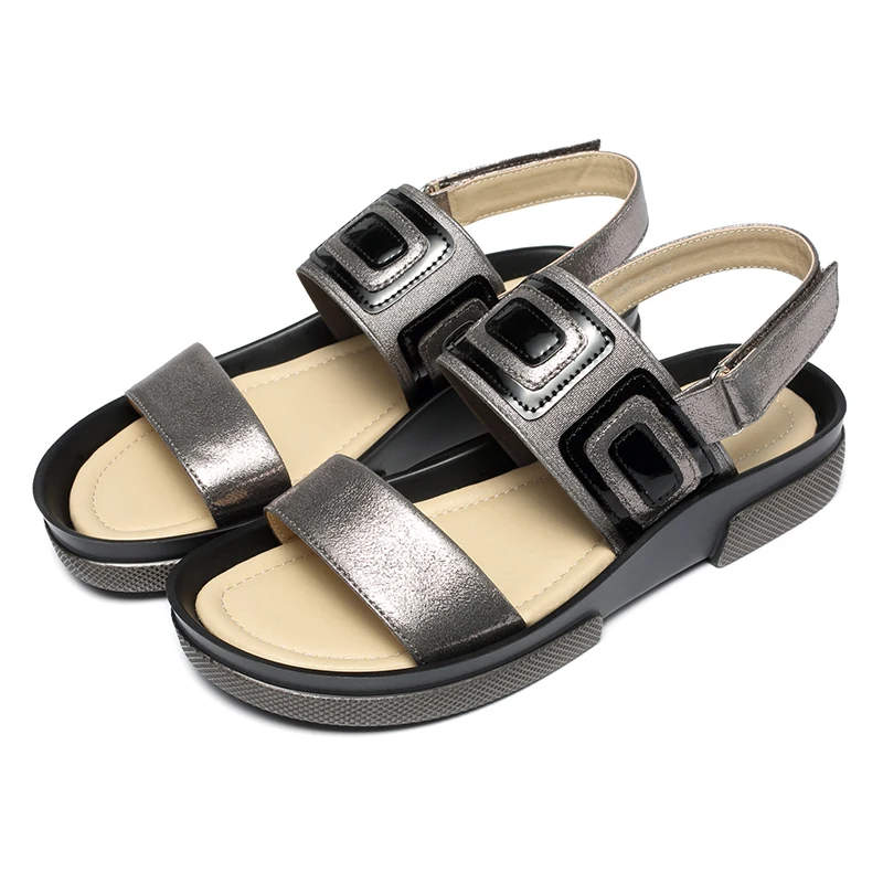 AIMEIGAO Plus Size Flat Summer Women Sandals Flat Casual Shoes Fashion Comfortable Roman Sandals Peep-toe Flat Women Shoes