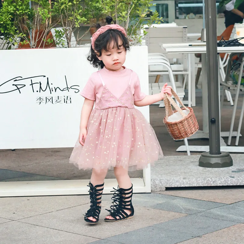 Kids Dresses for Girls Toddler Girl Cute Mesh Patchwork Dress Star Print Ball Gown Children's Princess Party | Детская одежда и