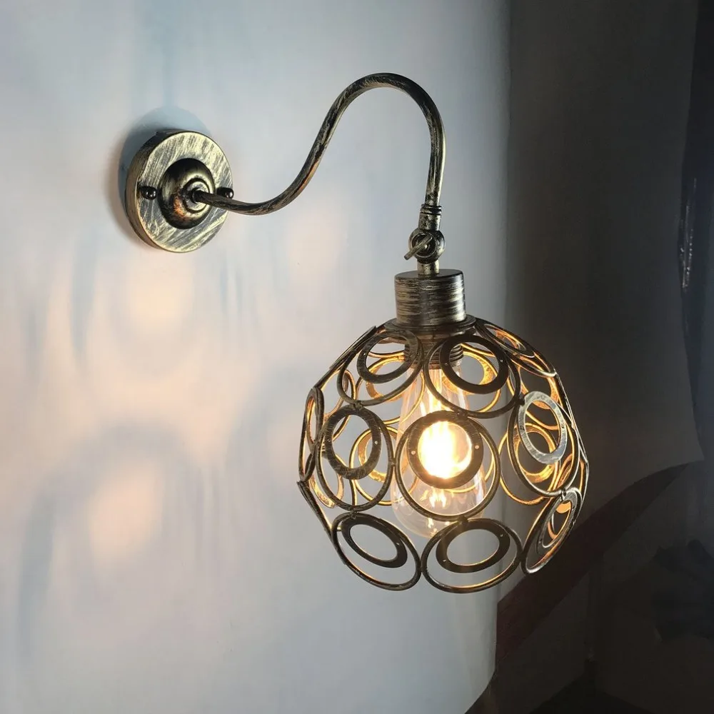 

American Country Small Cages Retro Industrial Style Vintage Loft Iron Wall Lamps for Aisle Bar Cafe Lighting Fixture dropship