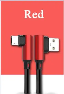 90 градусов двойной СГИБ двойной локоть кабель для передачи данных Micro usb type C кабель для зарядки iPh кабель мобильного телефона кабель зарядного устройства - Цвет: Red